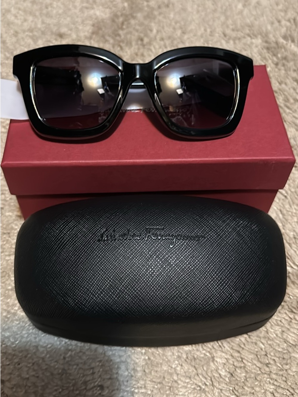 Salvatore Ferragamo Black Oversized Square Women's Sunglasses